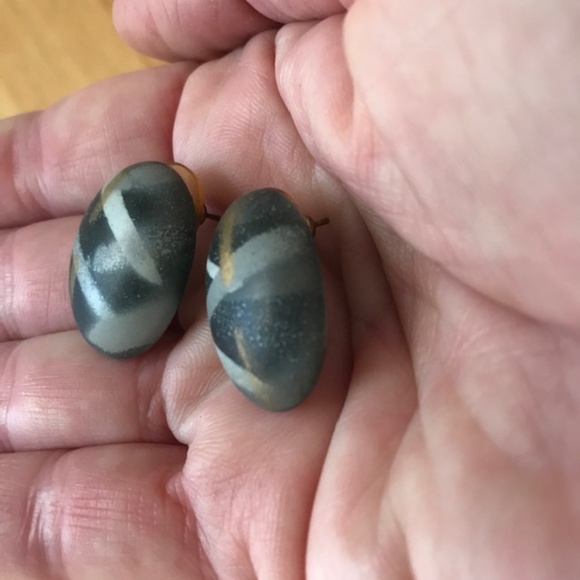 Handmade Black Silver Gold Earrings Retro Trendy - Picture 4 of 5